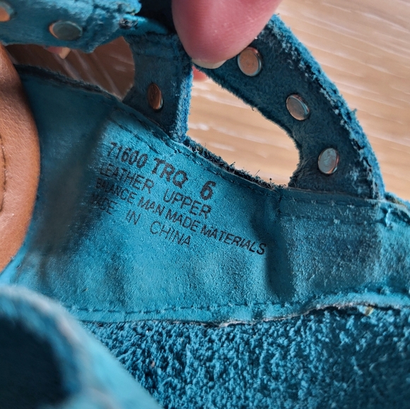 MINNETONKA Women's Sandals Suede Fringe Wedge wedge Turquoise  Size 6 - Picture 11 of 11